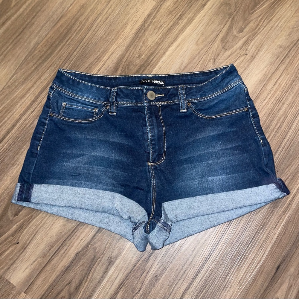 Fashion nova dark blue high waisted shorts